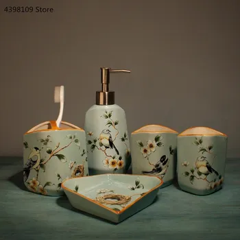 Kúpeľňa dodávky Európskej nádherné keramické kúpeľňa dekorácie, doplnky nastaviť mydla kefka držiak na mydlo box