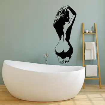 Kúpeľňa Relaxovať Nahé Dievča Stenu Odtlačkový Sexy Žena Späť Dievča Samolepky Home Wallpaper Vymeniteľné Nepremokavé Umeleckou Výzdobou Z090