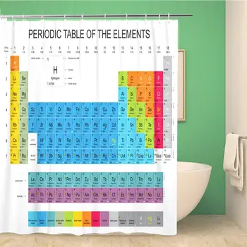 Kúpeľňa Sprchový Záves Školy Periodickej Tabuľke Fyziky Mendeleev Vzdelávania Materiál 60x72 palcov Nepremokavé Vaňa Opony