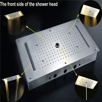 Kúpeľňa Stropné LED Sprcha Set 380x700mm Zrážok Vodopád sprcha hlavu 6ways Sprchové, Termostatické Zmiešavacie S Masážou Tela Trysky