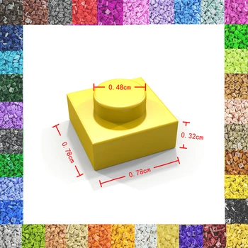 L*bude 3024 Plastové Malé Stavebné Bloky Tehla Príslušenstvo 1X1 Doska Č. 21 Svetlé Červené Pixel Art DIY Vzdelávacie Hračky Pre Dospelých
