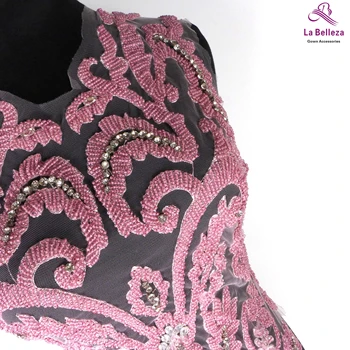 La Belleza Pink/black korálkové krásny veľký kus ručne perly crystal Drahokamu patch svadobné šaty nášivka príslušenstvo