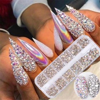 La Milee 12 debien / súbor AB crystal drahokamu diamond gem 3D žiarivý lesk farby nail art decoration krásne girs