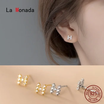 La Monada Krásne Malé Kórejský Náušnice 925 Silver Ženy Písmeno H Dizajn Mincový Striebro Stud Náušnice Pre Dievčatá Šperky