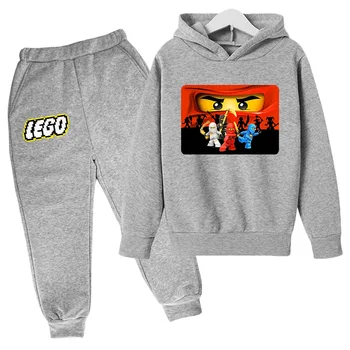 La parte superiorcapucha + pantalones de algodón Lego de dibujos motívy que son demasiado grandes syn adecuados para niños de