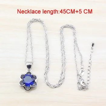 Lacné 4PCS Ženy Šperky Sady Strieborná Farba Modrá Cubic Zirconia Náušnice Prívesok, Náramok, Náhrdelník Krúžok Dar JS63