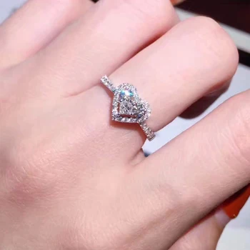 Lady Klasické pevné 925 Sterling Silver ring Simulované Diamond Srdce Prstene, Svadobné Značky Šperky pre Ženy veľkosť 4,5,6,7,8,9,10