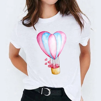Lady T-košele pre Ženy Cartoon Kvet Kvetinový Láska Krátky Rukáv Dámske Tlače Top Dámske Grafické Tričko Ženský Čaj T-Shirt