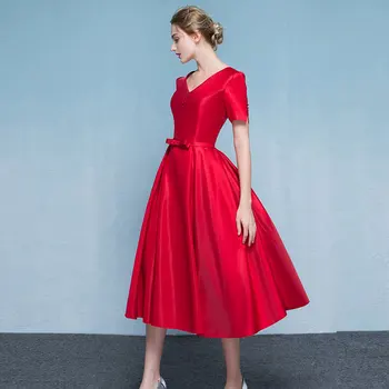 Ladybeauty Nový príchod 2020 Elegantné Červené Večerné Šaty tvaru Sťahovacie Formálnej Strany plus veľkosť Krátky rukáv šaty