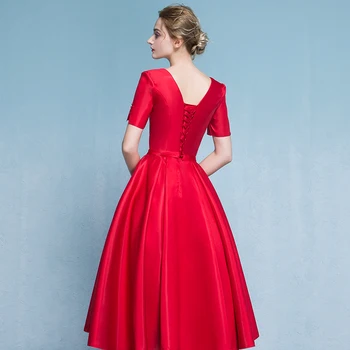 Ladybeauty Nový príchod 2020 Elegantné Červené Večerné Šaty tvaru Sťahovacie Formálnej Strany plus veľkosť Krátky rukáv šaty