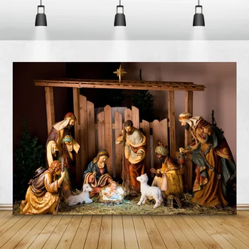 Laeacco Vianočné Pozadia Betlehemom Ježiš Narodenia Bullpen Anjel Krava, Kôň Fotografie Prostredí Dieťa Novorodenec Photophone