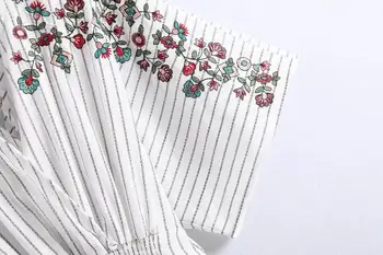 Lanbaiyijia Nové Žien Mini Šaty tvaru kvetinové výšivky prekladané dresss Batwing Rukáv elastický pás šaty Žien Letné šaty