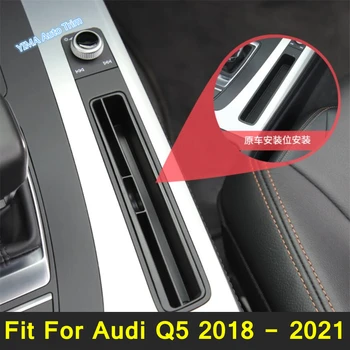 Lapetus Auto Styling Centrálne Riadenie Skladovanie Banková Karta Kryt Čalúnenie Čierne Pre Audi Q5 2018 - 2021 Plastové Vnútorné Opravy Kit