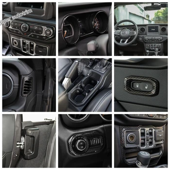 Lapetus Uhlíkových Vlákien Vzhľad Interiéru Prestavba Auta Pre Jeep Wrangler JL 2018 - 2020 Dashboard / Strechou Reproduktor / Svetlomety Kryt Výbava