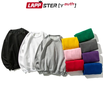 LAPPSTER-Mládež kórejský Módy Pevné Fleece Mikiny 2020 Mans Japonský Streetwear Grafické Farebné Mikiny Nadrozmerné Hoodies