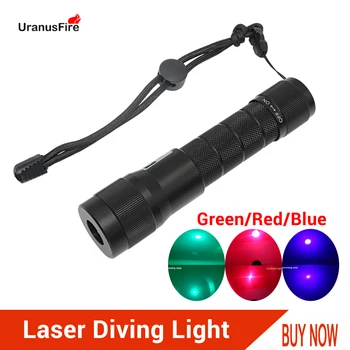 Laser Potápačská Baterka Červená Modrá Zelená LED dióda Lasera Podvodné Svetlo, Pochodeň, Vodotesné 100m Silný Taktické Potápanie Svetlo Lampy