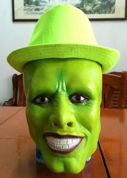 Latex Jim Carrey Cosplay Zelená Maska, Kostým Pre Dospelých Maškarný Tvár Halloween Maškaráda Cosplay Party, Filmy Maska