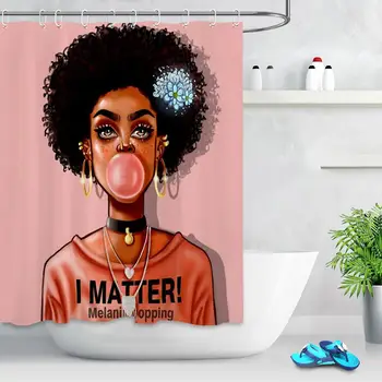 LB Sexy Africká Americká Žena Sprchové Závesy Kúpeľňa Opony Pop Art Retro Comic Štýl Nepremokavé tkaniny Tkaniny Pre Vaňou Dekor