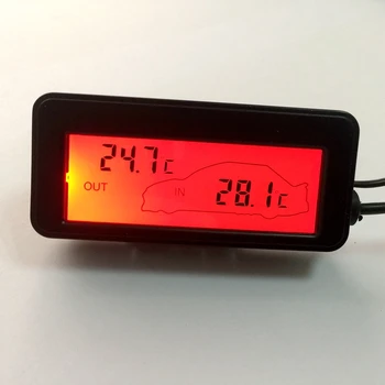 LCD Auto Digitálny Teplomer 12V Vozidiel Vnútri Mimo Mini Teplota meradla, Auto Termometro Monitor 1,5 M Kábel Snímača S Box