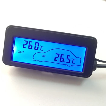 LCD Auto Digitálny Teplomer 12V Vozidiel Vnútri Mimo Mini Teplota meradla, Auto Termometro Monitor 1,5 M Kábel Snímača S Box