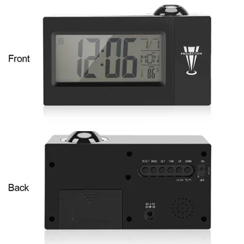LCD Displej Digitálny LED Projekčný Budík Kalendár Teplota Vlhkosť Prebudiť Spánok, Funkcie, Tabuľky, písací Stôl Hodiny Nočné Svetlo