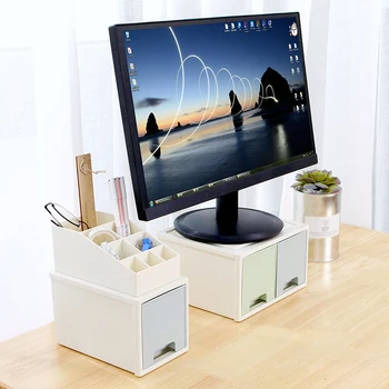 LCD Monitor Stojan, Držiak Držiak s Office Zásuvky Úložný Box Usporiadateľ na Ploche VH99
