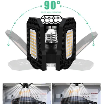 LEADLY 80W LED Garážové Svetlo Deformovateľné E27 Garáž Svetlá Stropné LED 6000lm LED Skladanie Svetla Osvetlenie Garáže Garáž Žiarovky