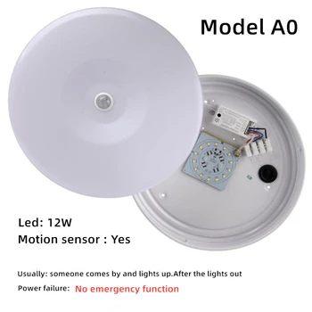 LED, 12W núdzové svetlo lampy požiarne núdzové svetlo securtiy pohybu, zvuku hlasu senzorov stropné svietidlo