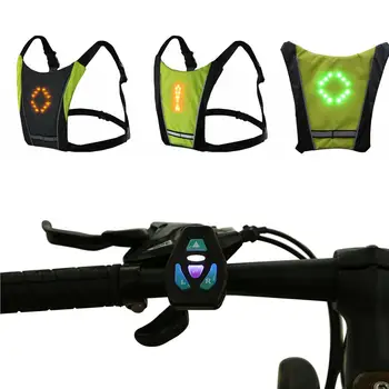 LED Bezdrôtový cyklistická vesta MTB bike taška Bezpečnostné LED Zase Signálneho Svetla Vesta Požičovňa Reflexné Výstražné Vesty s diaľkovým ovládaním