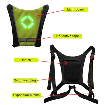 LED Bezdrôtový cyklistická vesta MTB bike taška Bezpečnostné LED Zase Signálneho Svetla Vesta Požičovňa Reflexné Výstražné Vesty s diaľkovým ovládaním