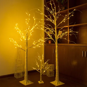 LED Breza Strom Lampa svetlo na Vianoce Strieborné ozdoby domov dovolenku EÚ Krytý Moderné Tvorivé strom osvetlenie drop shipping