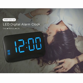 LED Budík Digitálny LED Displej Hlasové Ovládanie Elektrické Spánok, Nočné Podsvietenie Plochy Tabuľka Hodiny Pozerať, USB Nabíjací Kábel