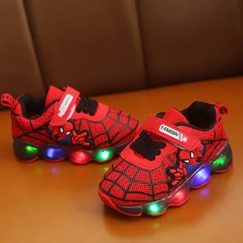 LED Deti Osvetlené Topánky pre Chlapcov Deti Bežecké Športy Spider Čistý Osvetlenie Tenisky Dievčatá Tenis Svetelný Hák-Slučky Dáma