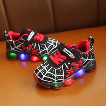 LED Deti Osvetlené Topánky pre Chlapcov Deti Bežecké Športy Spider Čistý Osvetlenie Tenisky Dievčatá Tenis Svetelný Hák-Slučky Dáma