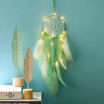 LED dream catcher zelená dreamcatcher svetlá dieťa spálne dekorácie deti miestnosti dekorácie najlepší darček pre dievčatá