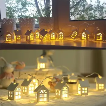 LED Drevo Dom Iny Zdobené Nordic Vianoce Malý Dom Usb Nabíjanie Svetlo String Svadobné Party Domáce Dekorácie String Svetlá