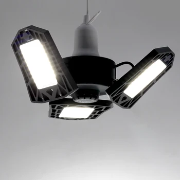 LED Garážové Svetlo E27 Super Svetlé Deformovateľné Stropné svietidlo pre Skladu, Dielne Skladacie Priemyselné Osvetlenie Lampa+Snímač Pohybu