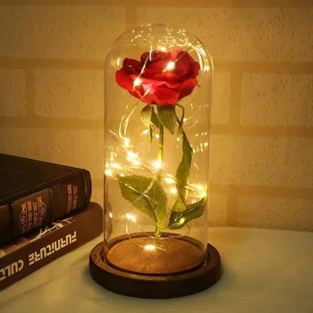 LED Krásy Rose a Zviera Batérie Powered Červený Kvet String Svetlo Stolná Lampa Romantického Valentína Darček k Narodeninám Decoration30
