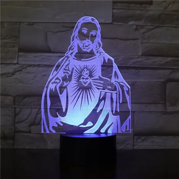 Led Lampe Ježiš 7 Farieb Zmeniť Noci na Čítanie 3D Tabuľka Svetlo pre Spálne Spanie lamparas Domova Dekor Svietidiel 3232