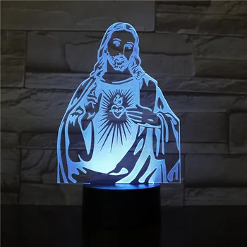 Led Lampe Ježiš 7 Farieb Zmeniť Noci na Čítanie 3D Tabuľka Svetlo pre Spálne Spanie lamparas Domova Dekor Svietidiel 3232