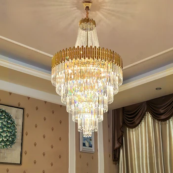 LED Moderné, Krištáľové Lustre Svetlá Zariadenie American K9 Krištáľový Luster Veľké Schodisko Závesné Lampy Hotel Domáce Vnútorné Osvetlenie
