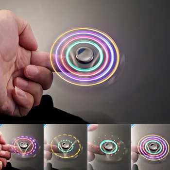 LED Multicolor Voliteľné USB Nabíjanie Ľahšie Fidget Spinner Prsta Gyro Prst Rotujúce EDCAnti Stres Hračka Vianočný Darček