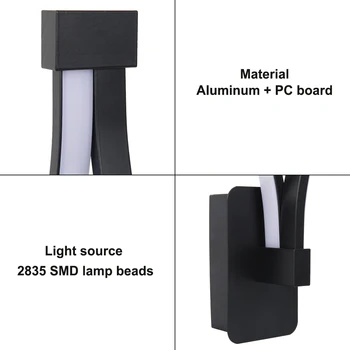 LED Nástenné Svietidlá Moderný Minimalistický Black Obývacia Izba, Spálňa, Nočné Svetlo, 16W LED Sconce Lampa Teplá Biela/Studená Biela Svetelný