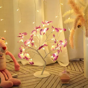 LED Orchidea Pobočky Svetlo Umelý Kvet Kvetinový Kvet Dekoratívny Strom Tabuľka nočné Svetlo pre Domáce Vianočné Party Dekorácie