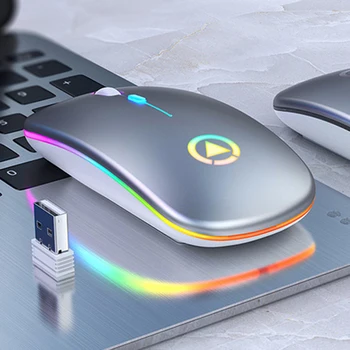 LED Podsvietená Bezdrôtová Nabíjateľná Tichý Farebné LED Myši Optická Myš USB Ergonomic Gaming Mouse Stolový POČÍTAČ Notebook Mouse