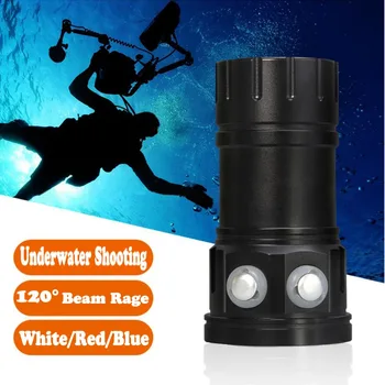LED Potápačská Baterka 18000LM 6 XPE Červená/Modrá R5 +15 Biela XML2 Držiak Torchlight IPX8 Podvodné 80m Pochodeň Fotografie Lampa