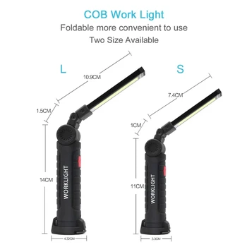 LED Pracovné Svetlo USB nabíjateľné COB LED baterka Magnetické 5 režimov Super Svetlé pochodeň vodotesný pre autoservis s magnetom