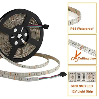 LED Pás Svetla 5M 10 M 15M 5050 RGB Flexibilné Farby Diaľkový ovládač Vodotesný pre Domácej Kuchyni Posteľ Miestnosti Dekorácie
