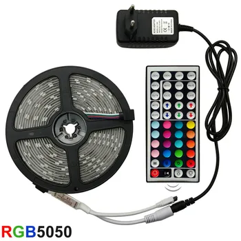 LED Pásy Svetlo RGB 5050 SMD 2835 Pružný pás s nástrojmi Fitatv Podsvietenie RGB 5M 10 M 15M Pásky Dióda DC 12V+ Diaľkové Ovládanie +Adaptér