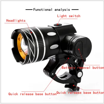 LED Reflektor Pre Xiao M365 /Pro Elektrický Skúter Zoomovateľnom 1200mAh Batéria USB Nabíjateľné 150LM XML-T6 LED Svetlo na Čítanie Vpredu
